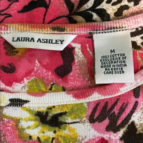 Laura Ashley Floral Embroidered Beaded Tee - M - Picture 4 of 7